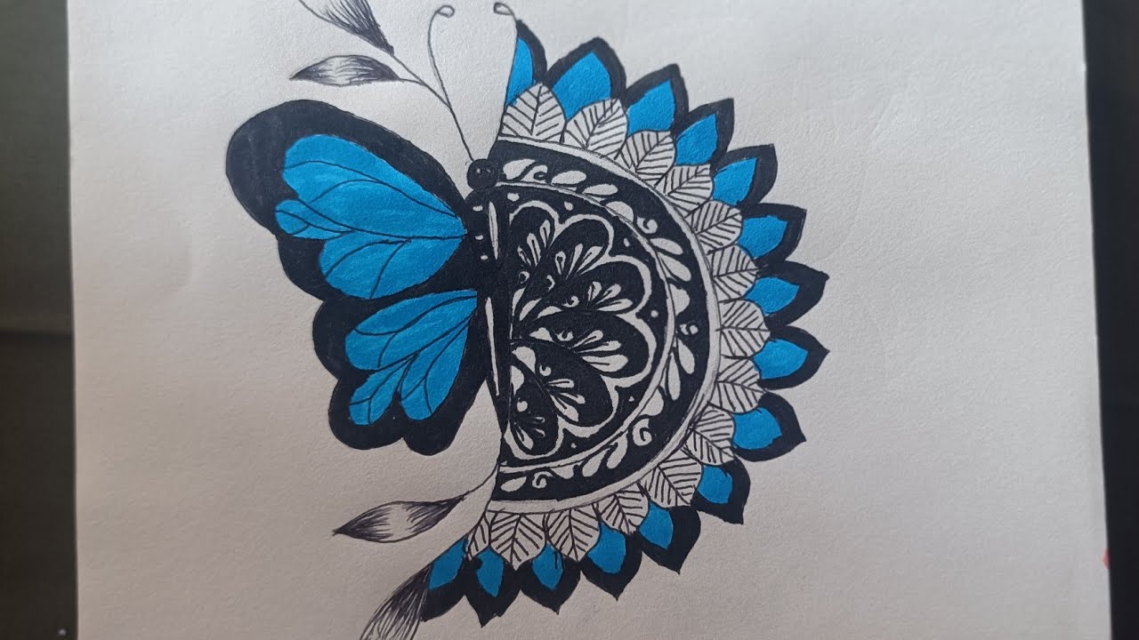 Let's draw butterfly mandala🦋🤩