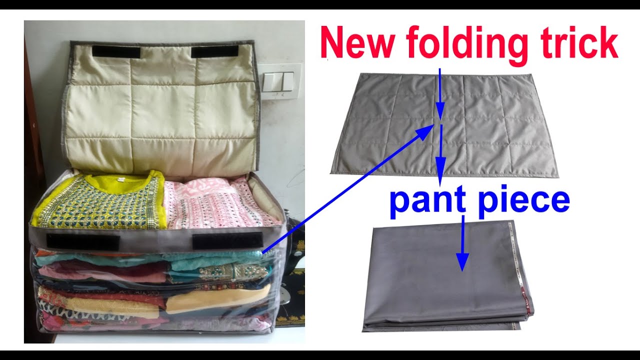 New folding trick - No Zip make big size cloth organizer / bag making at home/Waste pant piece reuse
