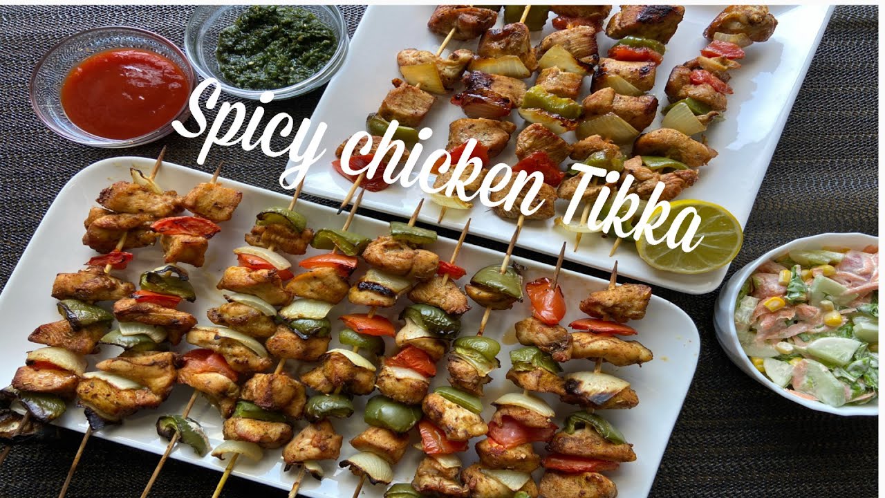 Spicy chicken Tikka recipe / Chicken Skewers made in oven or in pan ( Tawa )