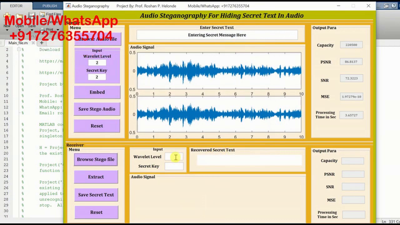 Audio Steganography Using Matlab Code / Hiding Secret Text In Audio Using Matlab Project Source Code