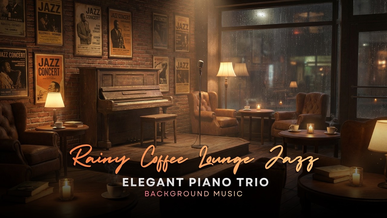 Rainy Coffee Lounge Jazz ☕ Elegant Piano Trio Background Music