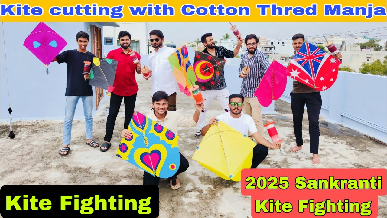 Kite fighting Compitition| How to cut others kites easily| #kitefestival2025 Telugu vlog 🪁🧵 🪁🪁