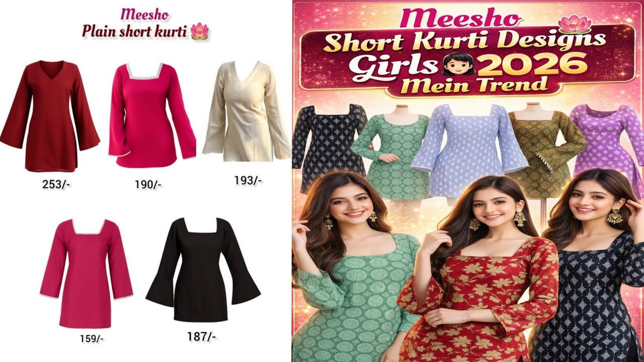 mein kaafi trend mein chal rahe hain। Printed kurti ho ya simple kurti#Meeshoshortkurti#shirtkurti 