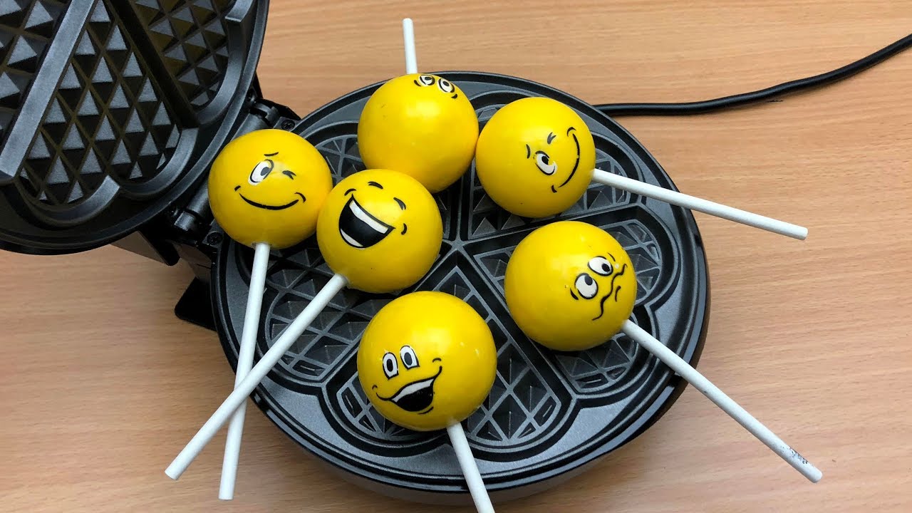 EXPERIMENT WAFFLE IRON vs EMOJI LOLLIPOP (Oddly Satisfying video)