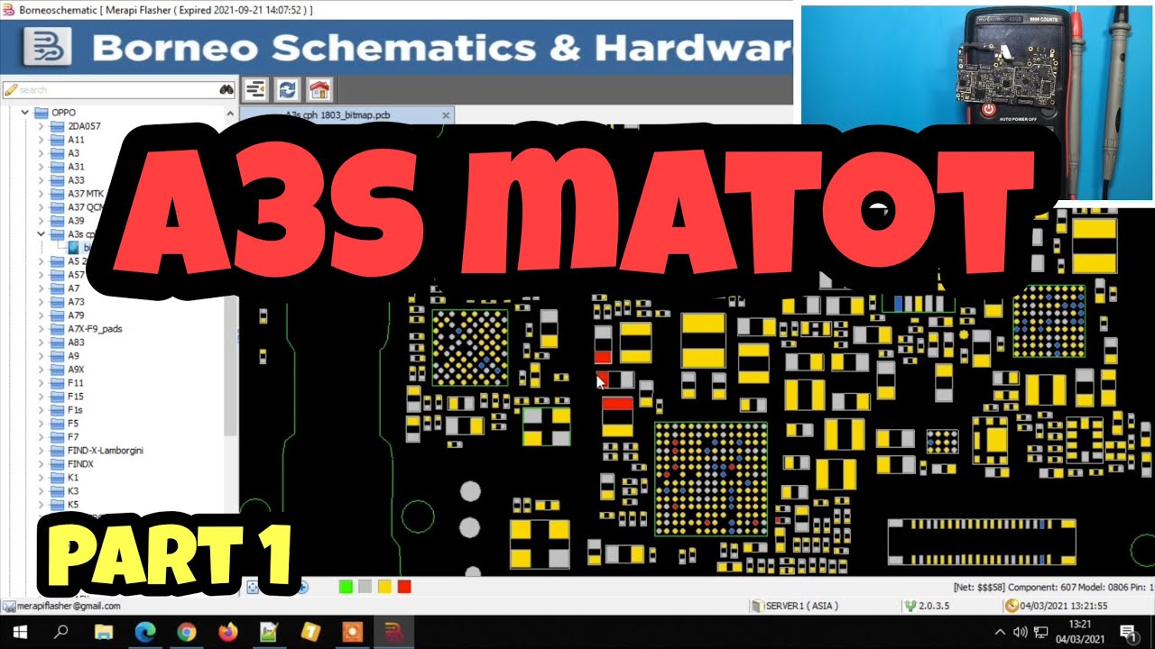 Perbaikan Oppo A3S CPH1803 Mati Total Matot, Step By Step // With Schematic Bitmap Mode Part 1