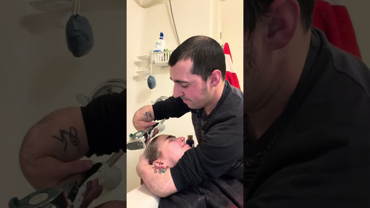 ASMR hair wash on my girlfriend hair