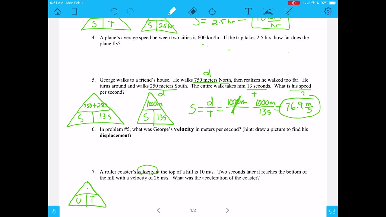 Speed, velocity, acceleration Problems