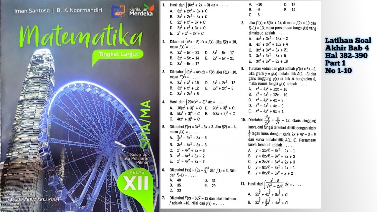 Latihan Soal Akhir Bab 4 hal 382-390 part 1 Matematika Tingkat Lanjut Kelas 12