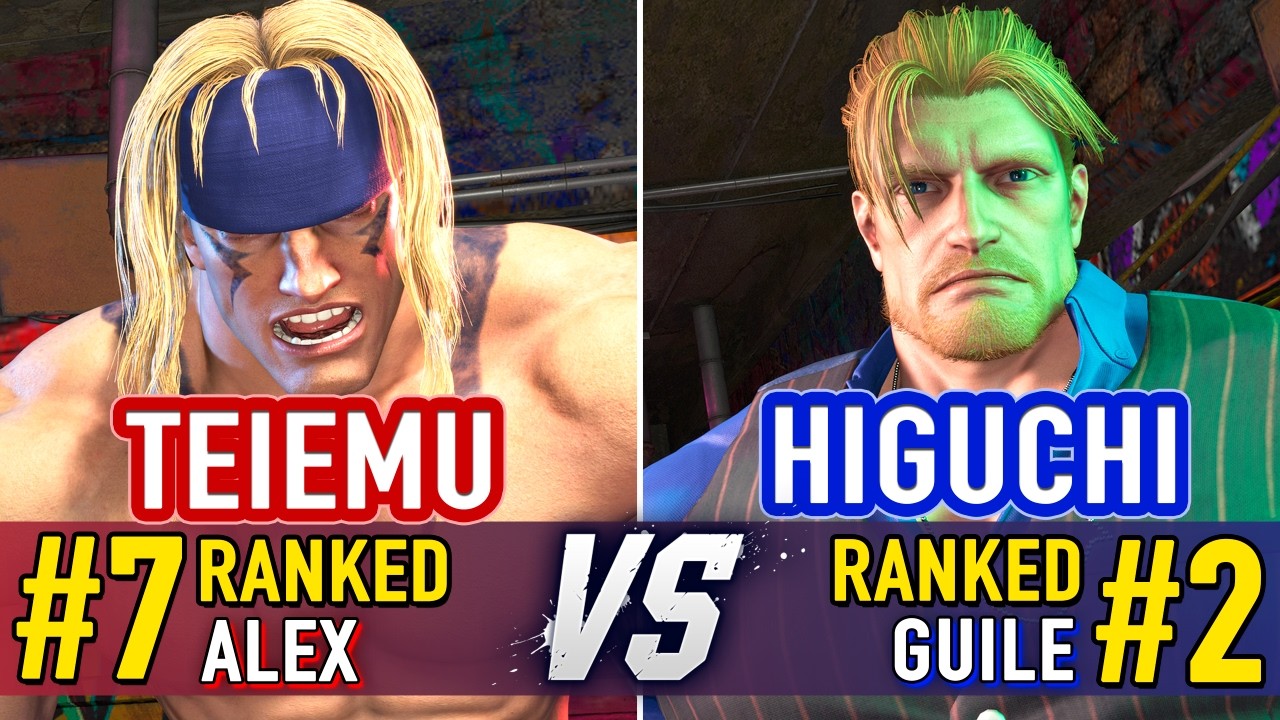 SF6 🤜 TEIEMU (#7 Ranked Alex) vs HIGUCHI (#2 Ranked Guile) 🤛 SF6 High Level Gameplay