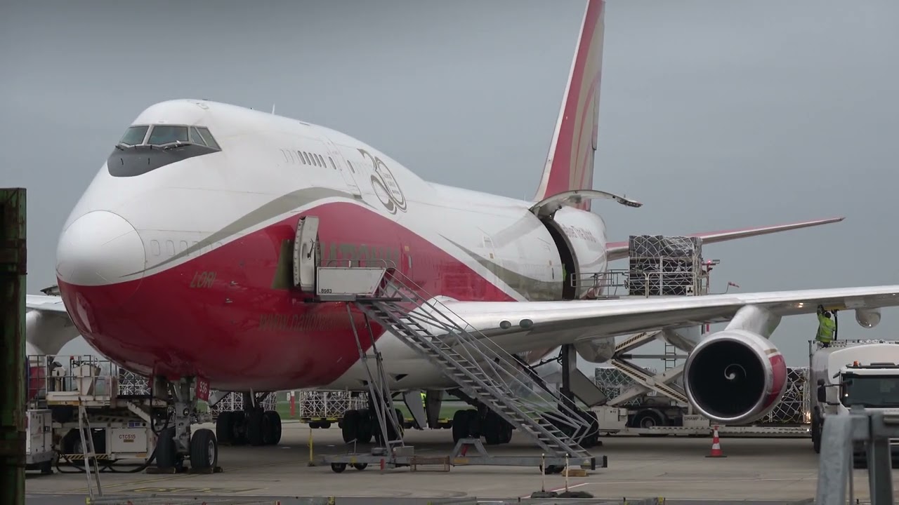 BOEING 747-400F NATIONAL  N936CA arrival , unloading , night stay , Ostend Airport