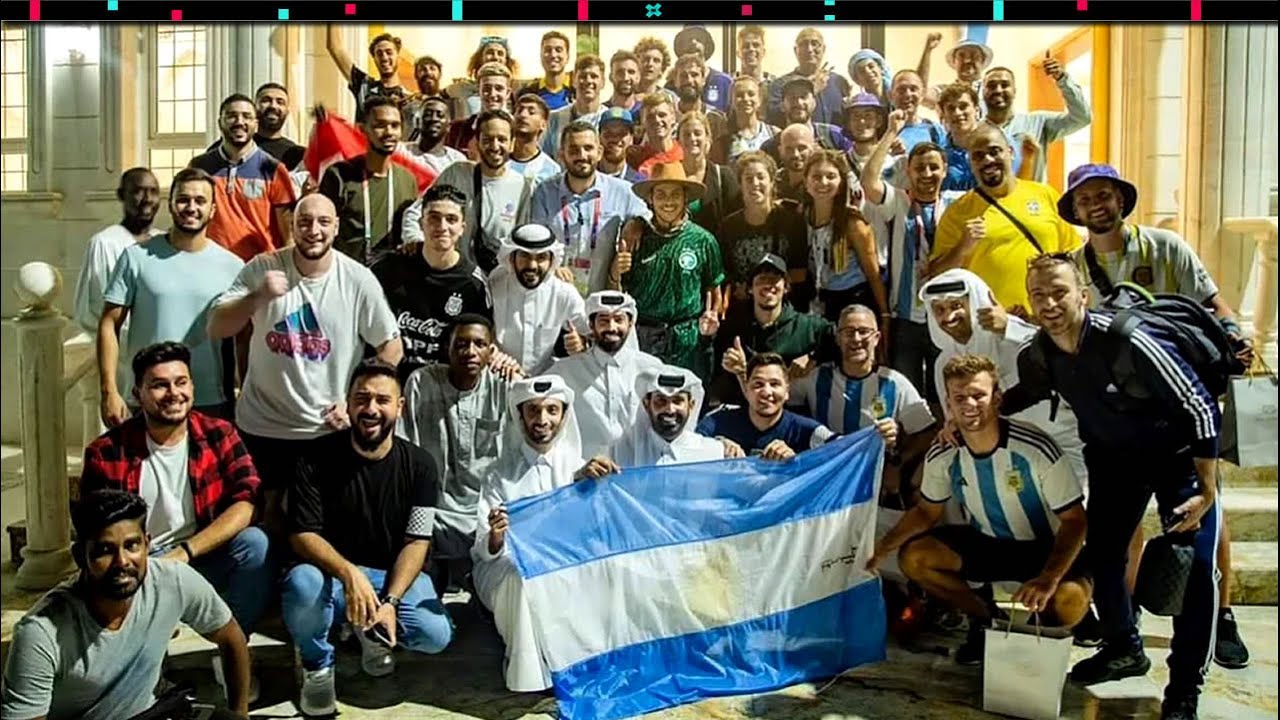 Jeque organiza fiesta para hinchas argentinos que conoció en la calle en Qatar y fue una locura 🥳