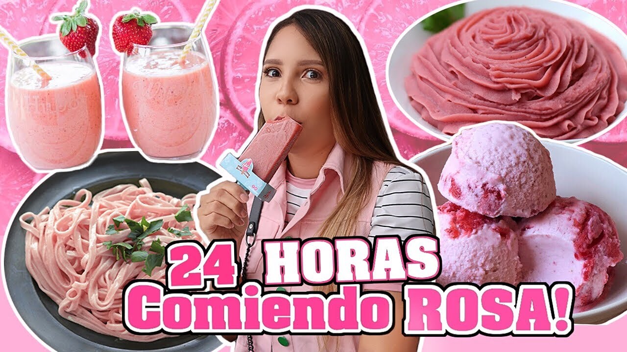 24 HORAS COMIENDO ROSA♡│Mirianny