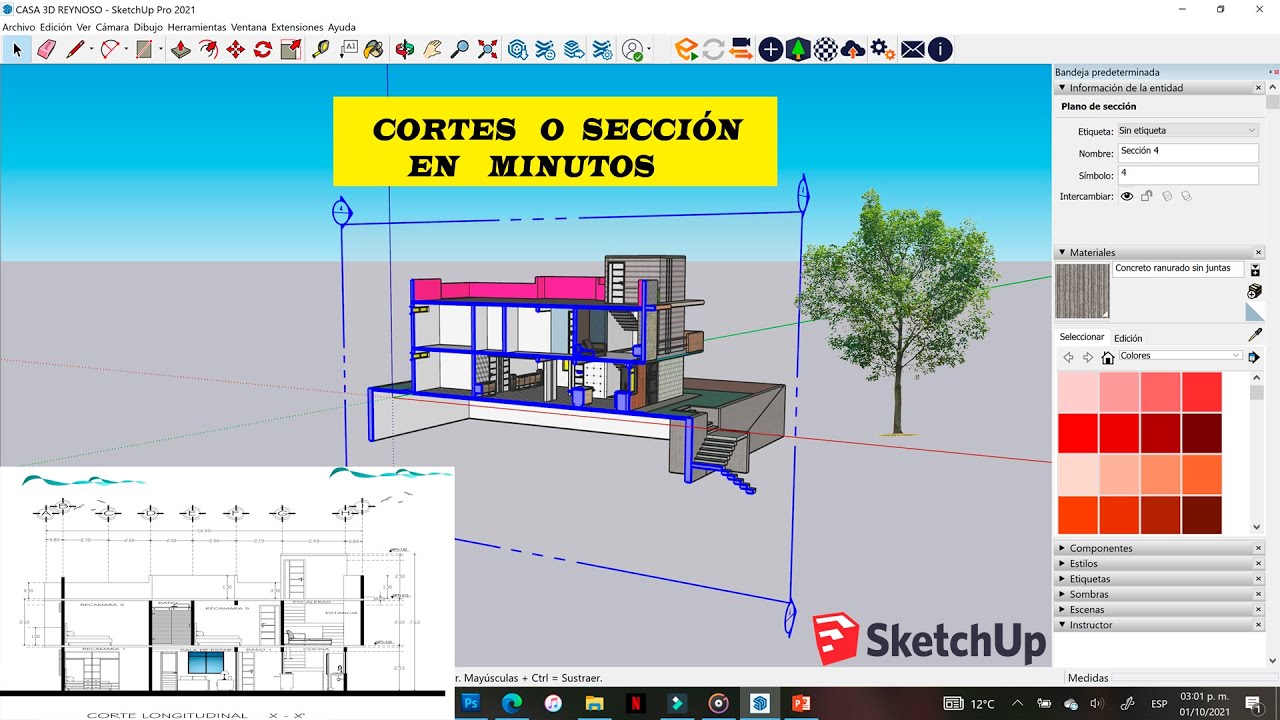 SKETCHUP 2021 COMO HACER UN CORTE O SECCIÓN
