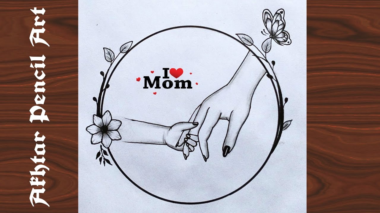 How to draw mother hand drawing, Mother's day drawing for beginners, Best mom drawing tutorial