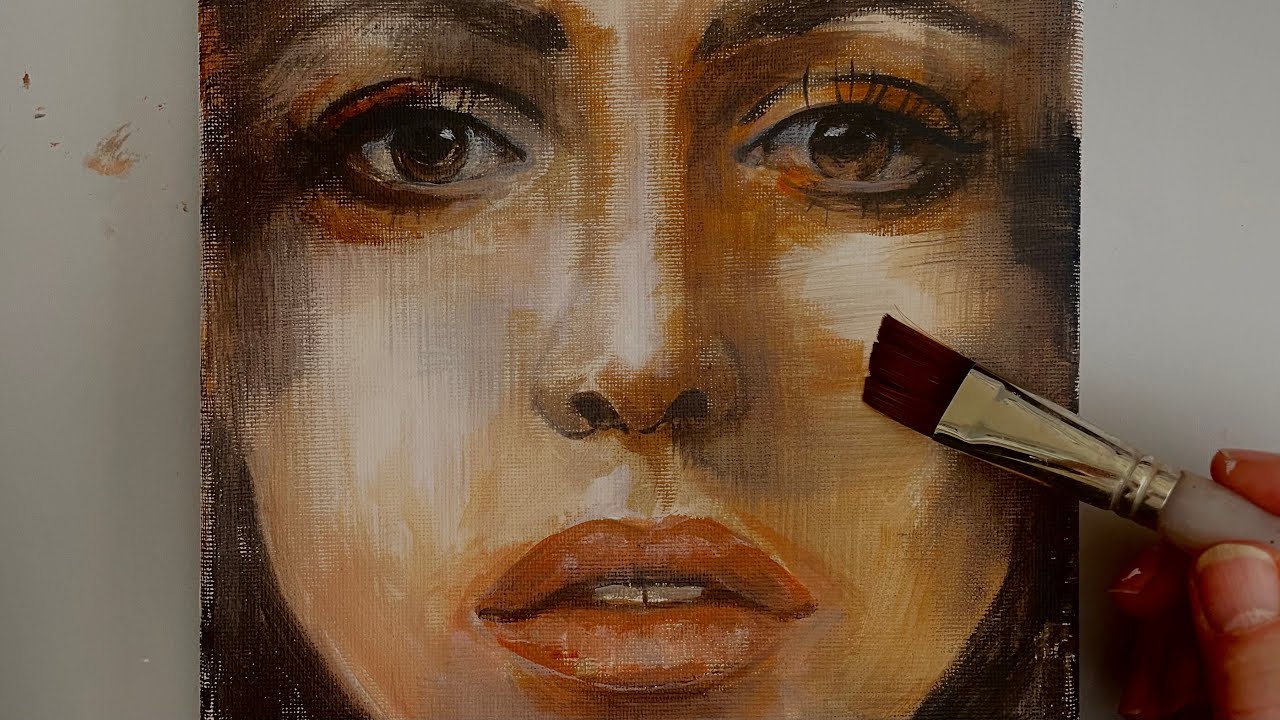 How to draw and paint a simple Portrait Painting