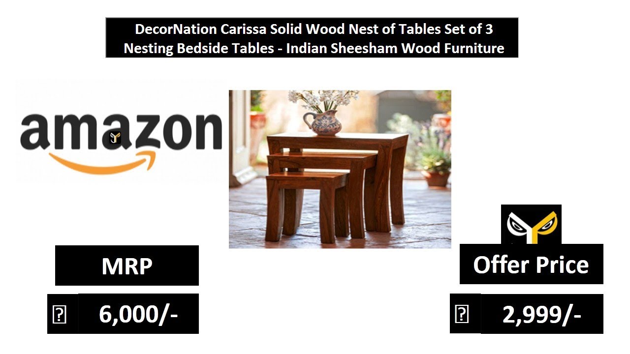DecorNation Carissa Solid Wood Nest of Tables Set of 3