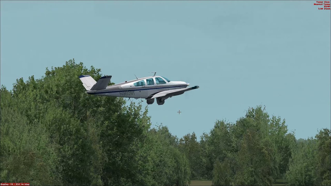 Beechcraft V35 taking off from EDWF Leer-Papenburg.