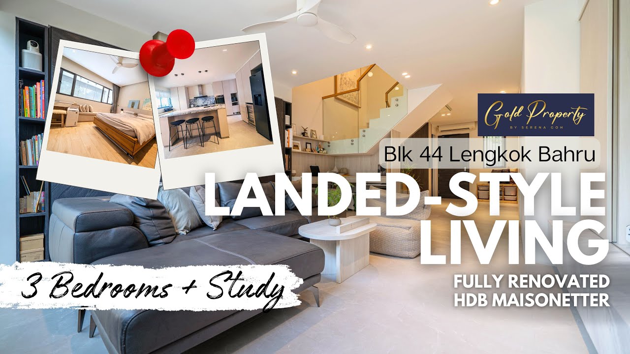 Landed-Style Living in This Fully Renovated HDB Maisonette | 3 Bedrooms + Study | 44 Lengkok Bahru