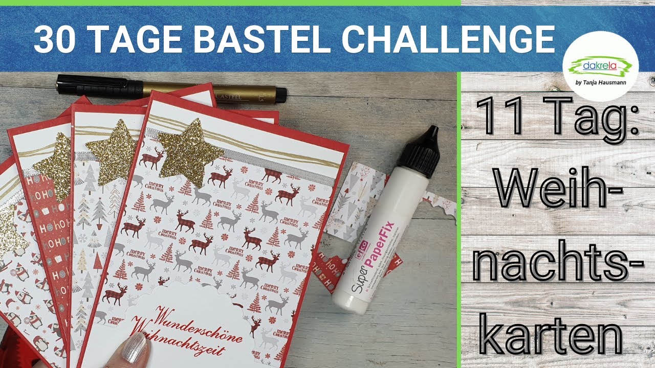 Weihnachtskarten - 30 Tage Basteln mit Designpapier Papierresten Challenge (Tag 11)