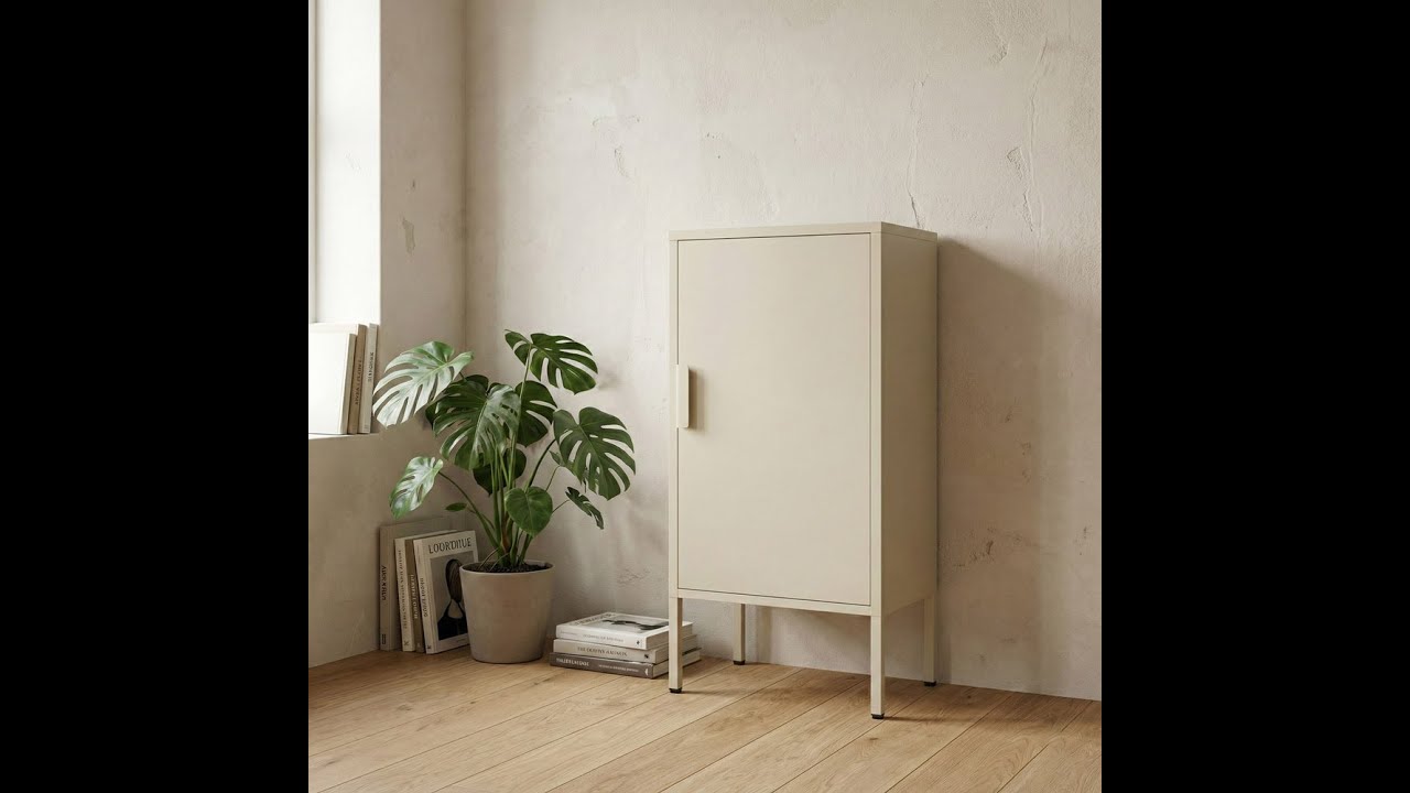 Armadietto basso in metallo 1 anta 35x46x72cm - Avorio