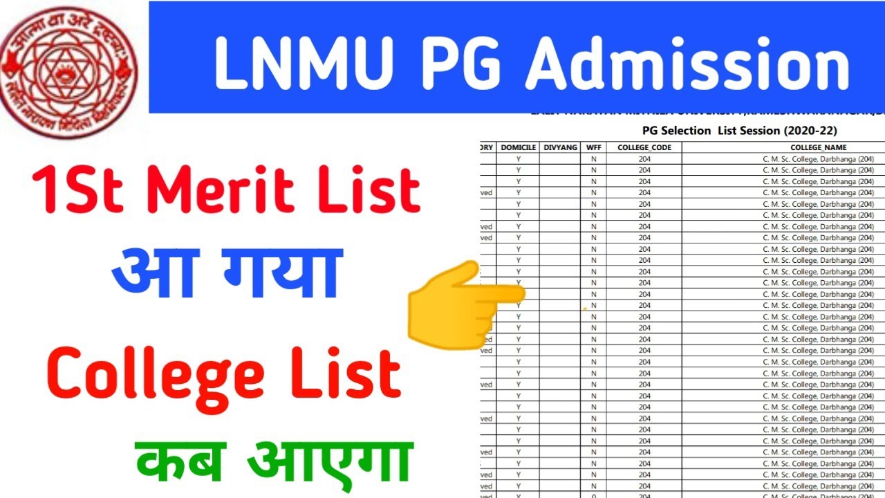 Lnmu Pg Merit List | Lnmu Pg Merit List | Lnmu Pg Admission 2021-23 | Lnmu pg  #lnmu_pg_merit_list