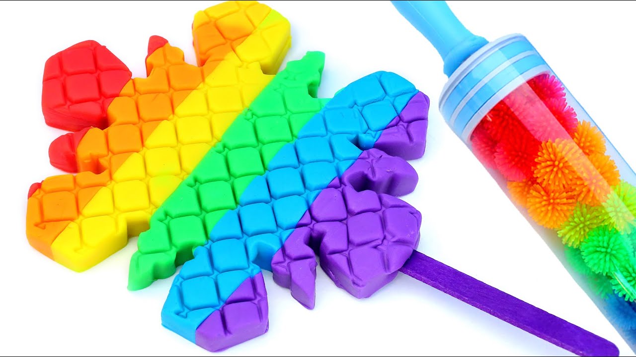How To Make Giant Playdough Rainbow Snowflakes Popsicle Modelling Clay Rainbow Roller Pin