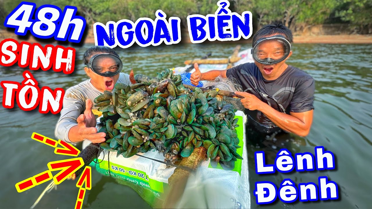 Thử Thách cực hạn sinh tồn 48h trên bờ biển ngày 1 xây trại cùng team thánh xàm