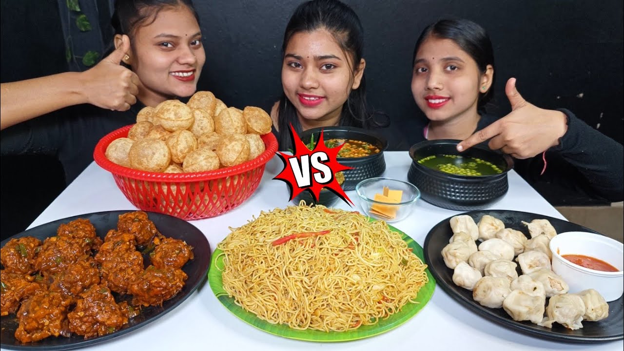 Eating 😋 Street Food Challenge | Golgappa, Momos, Chow Mein, Manchurian Eating Challenge
