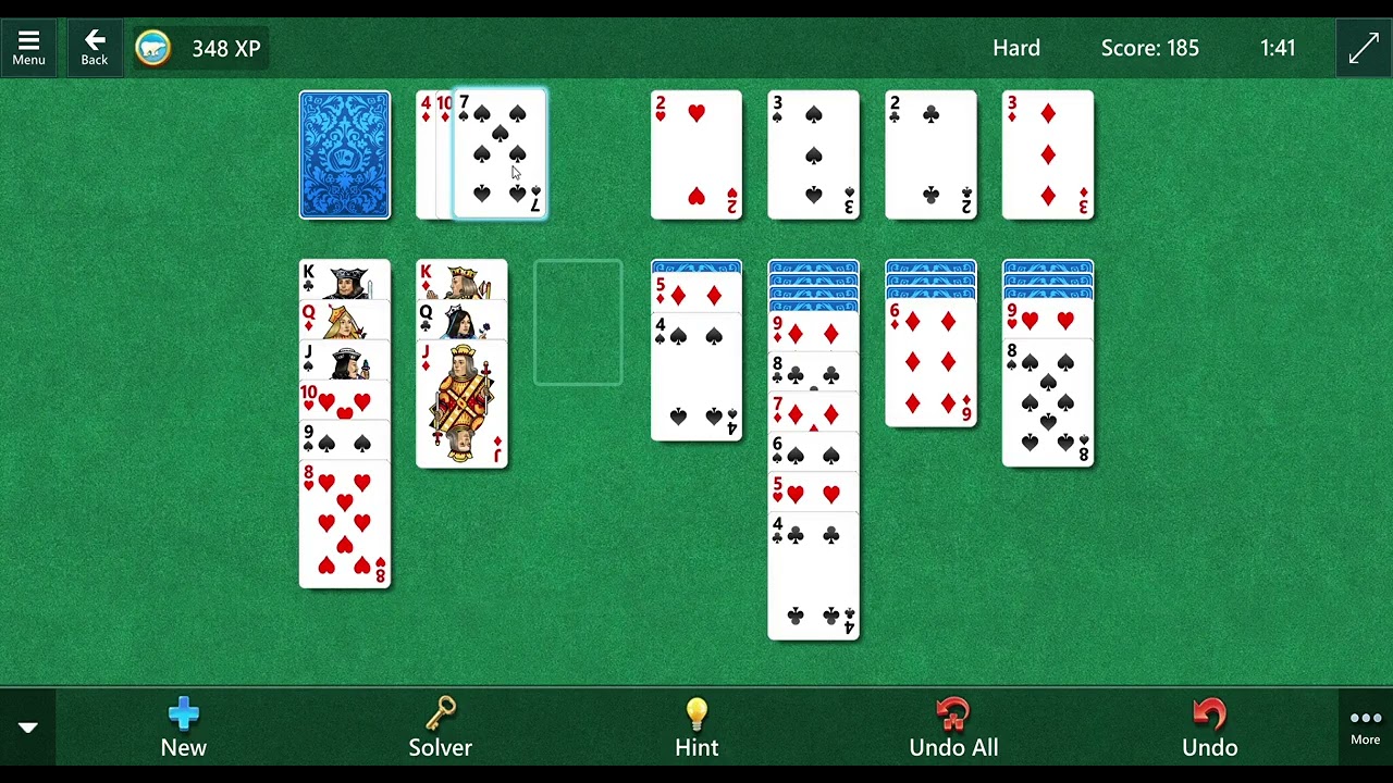 Microsoft Solitaire, Single Card Draw, Hard, Butterfly Ending