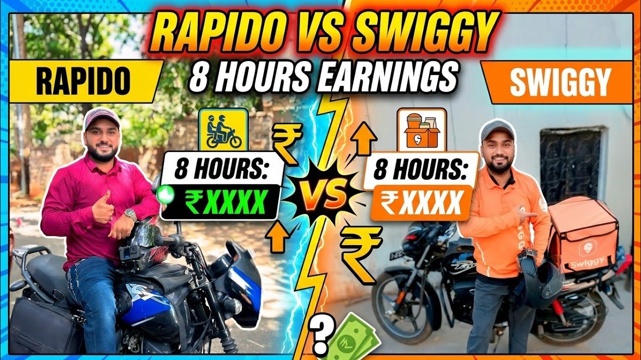 Rapido vs Swiggy 8 HOURS Earnings in Hyderabad || Delivery Boy Job || Indian Rider Azaad #delivery