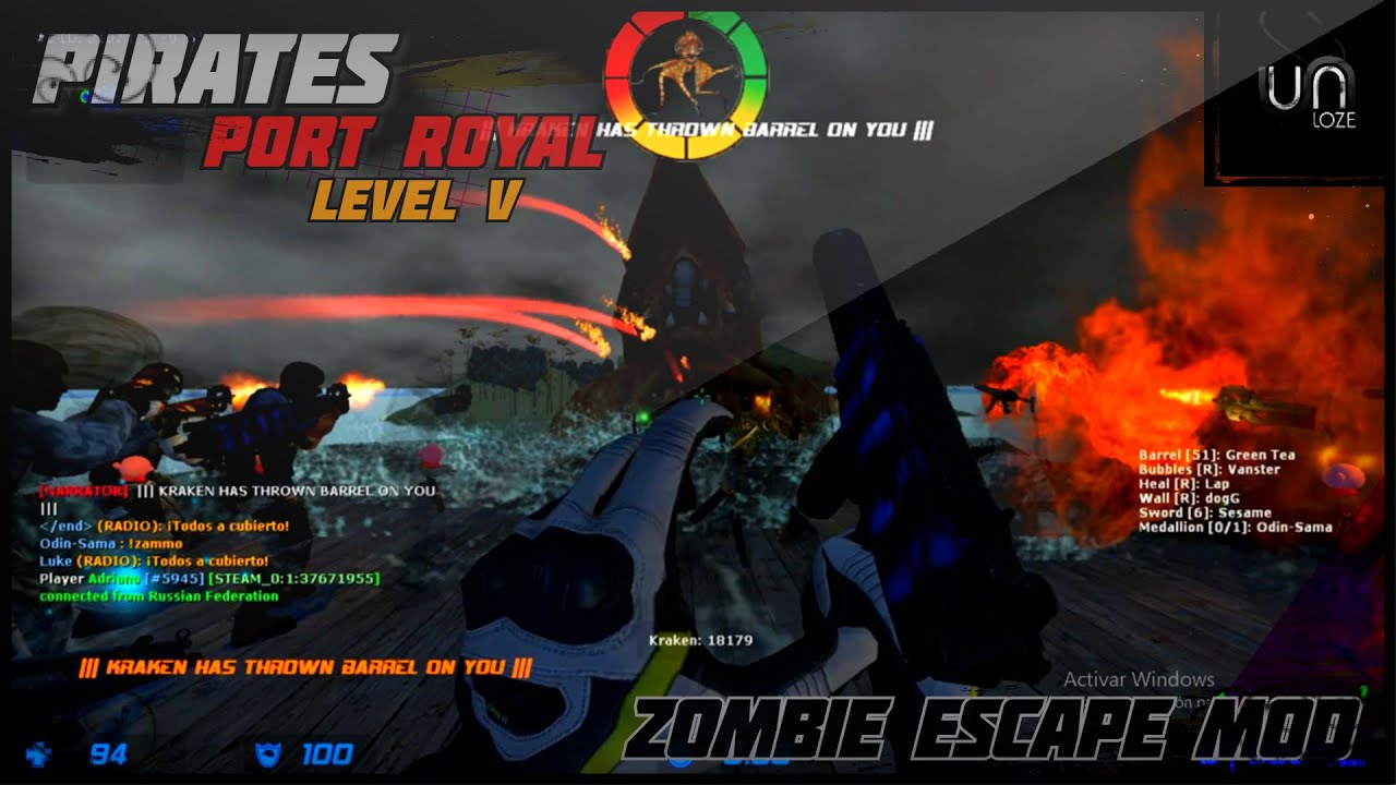 CS:Source【ZE】| BOSS KRAKEN FIGHT【LEVEL V】in Pirates Port Royal v3 6 | UNLOZE ϟ