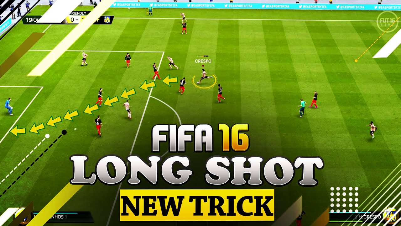 FIFA 16 NEW LONG SHOT TRICK - HOW TO SCORE GOALS FROM OUTSIDE THE BOX TUTORIAL / FUT & H2H TIPS