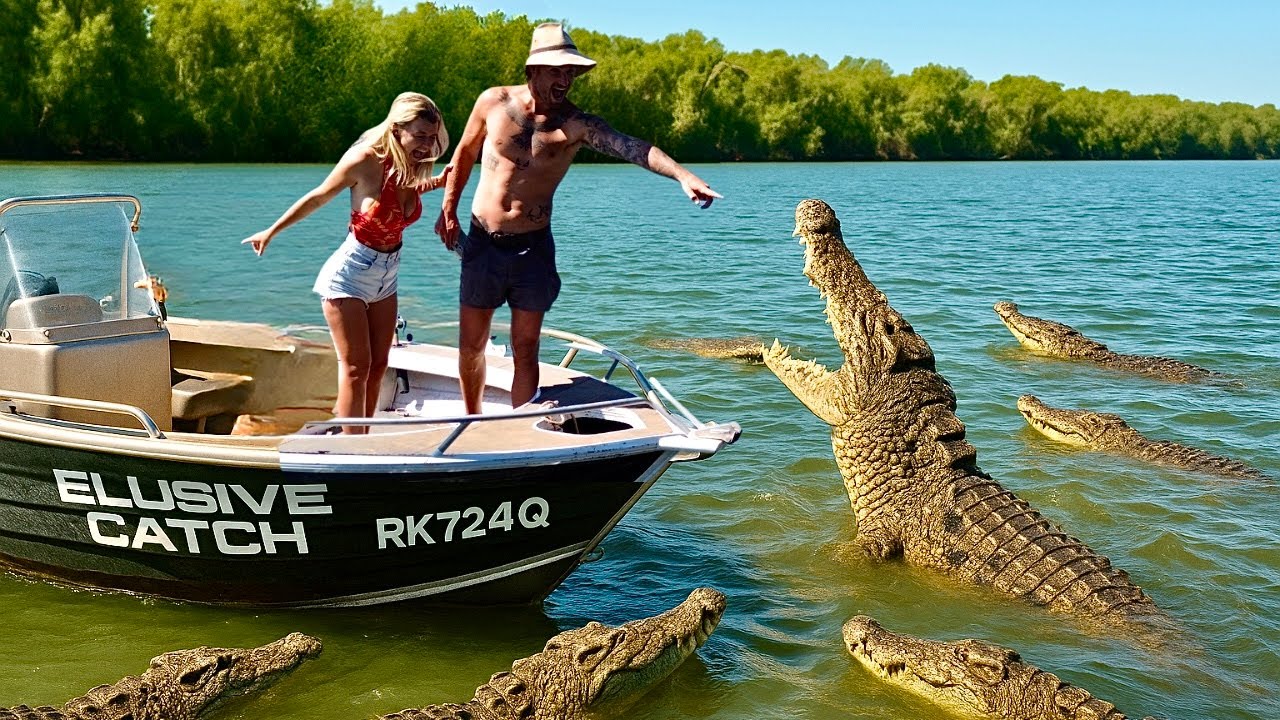 On The Hunt For Man-Eating Saltwater Crocodiles - 19 Foot GIANT??