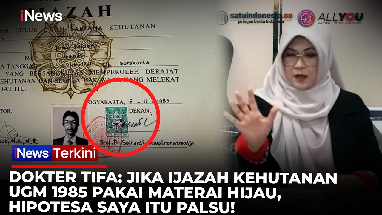 Blak-blakan! Dokter Tifa Sebut Ijazah Kehutanan UGM 1985 Bermaterai Hijau Itu Palsu