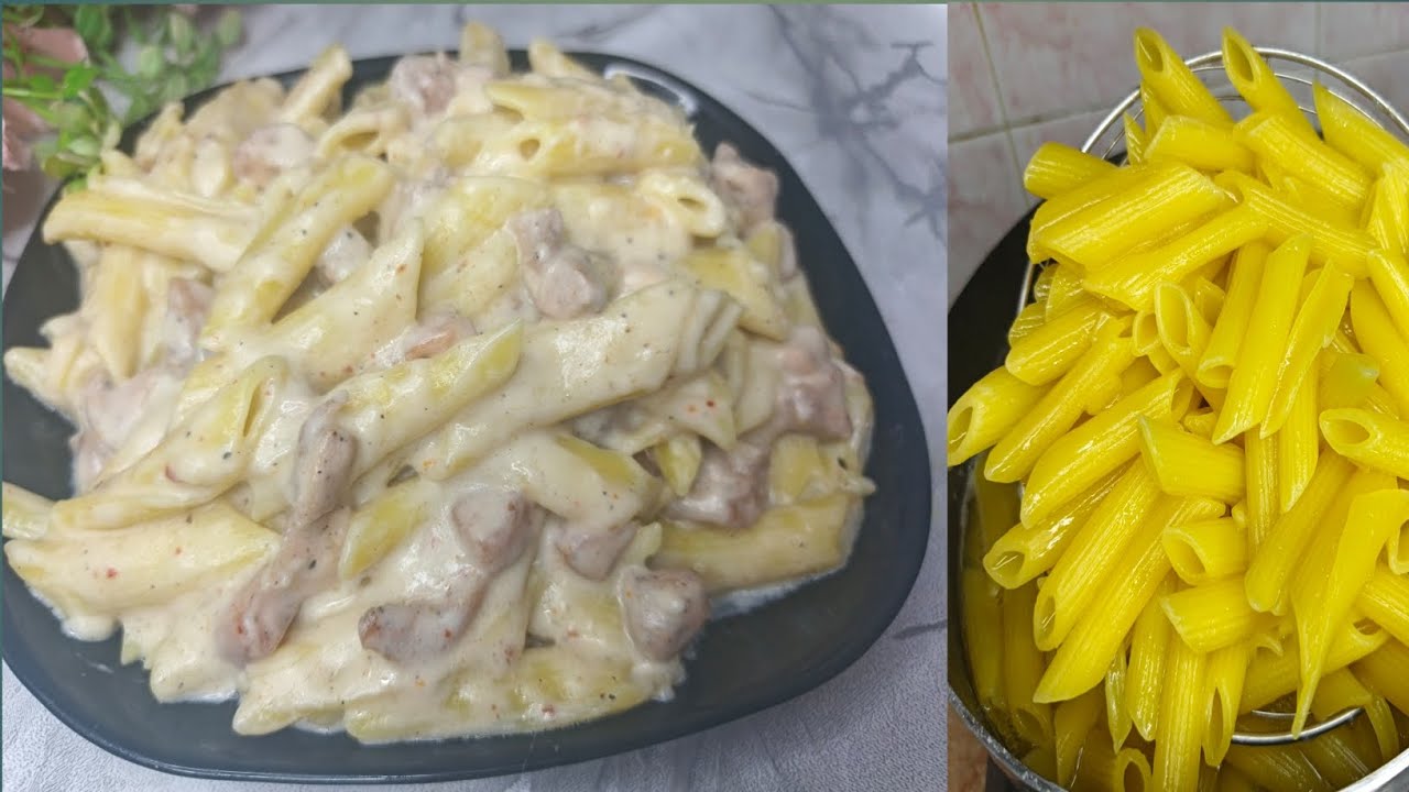 White sauce pasta recipe || creamy and cheesy chicken pasta || how to make white sauce pasta at home