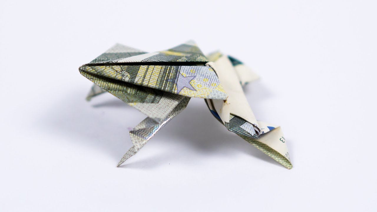 Geld falten Frosch, Kröte aus Geldschein falten, Anleitung