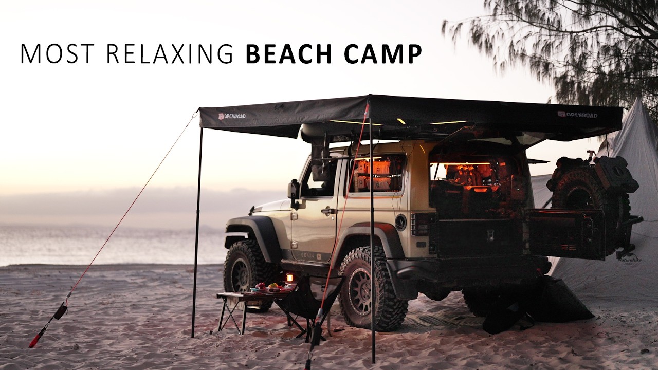 Most Relaxing SOLO Beach Camping on Moreton Island || Australian Christmas Time, Waves ASMR