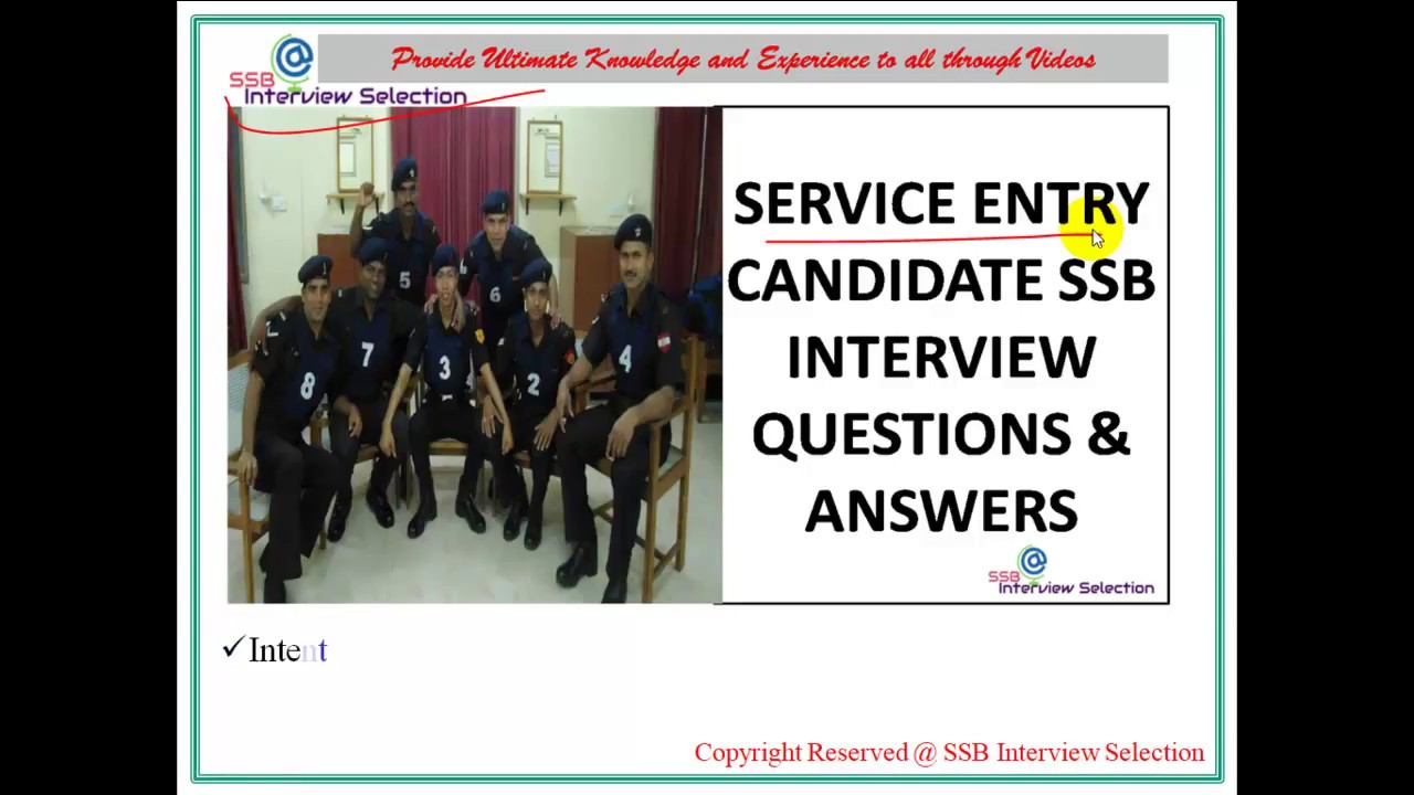 SSB INTERVIEW QUESTIONS &  ANSWERS FOR ACC , SCO & PC(SL) (SERVICE ENTRY)