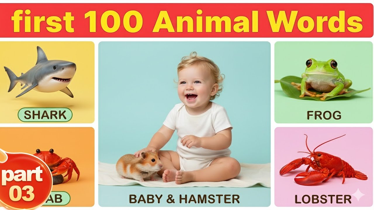 First 100 Animal Words for Toddlers 🐬🐙 | Learn Ocean & Insect Animals | Baby & Kids Learning