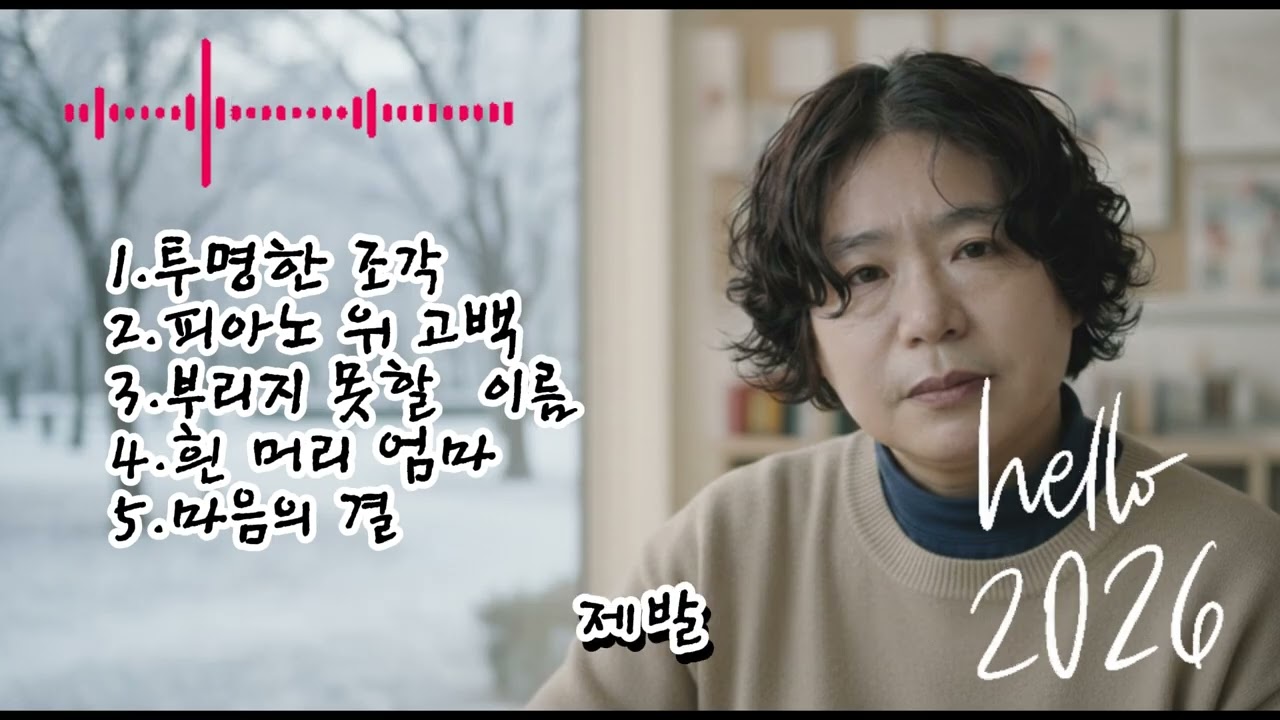 🎶 [88집]베스트 5곡 노래 모음🌟1.투명한 조각  2.피아노 위 고백3.부리지 못할  이름 4.흰 머리 엄마5.마음의 결