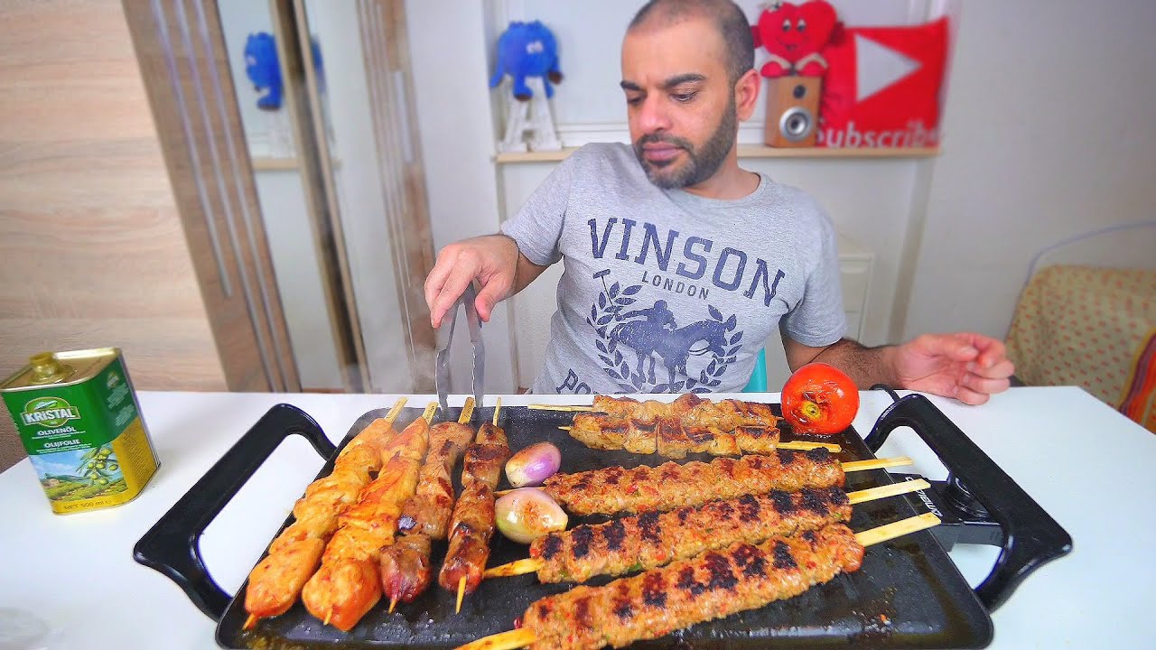 شواء وكل مشاوي كباب وتكة غنم وعجل وطاووق دجاج Mixed Grill Mukbang Eating show