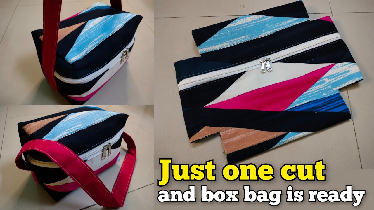 Super easy - Lunch box bag/ PICNIC BAG making at home/ handbag/ bag cutting and stitching/ box pouch
