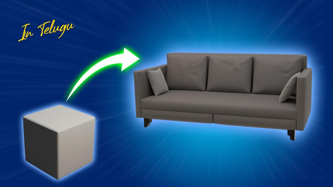Realistic Sofa in Blender  Modeling, Texturing & Cloth Simulation| తెలుగు #blender  #infiflowtelugu