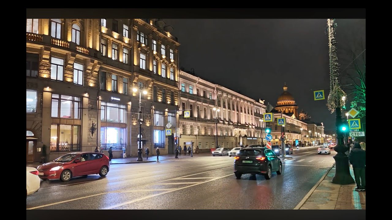 Evening Walk on Nevsky Prospekt to Palace Bridge | St Petersburg Real City Walk 20 min, Nov 21, 2025