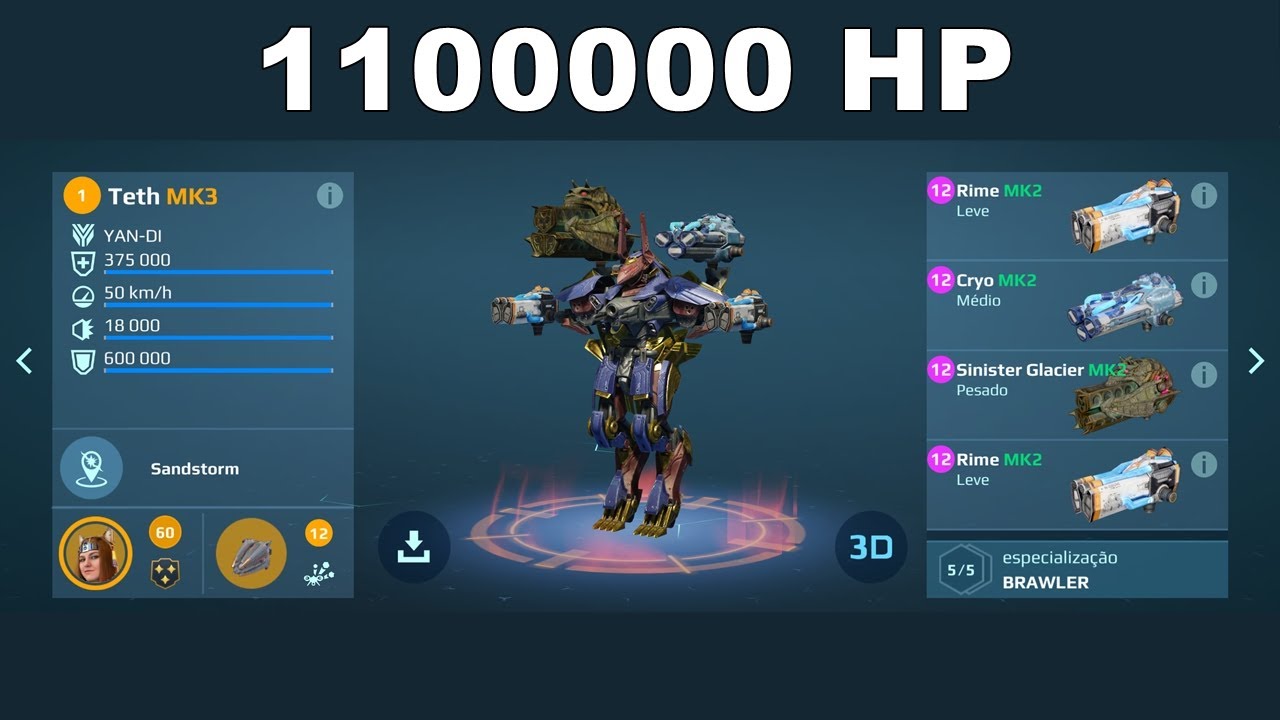 War Robots Gameplay 76 - Teth 1100000 HP - 14 kill - Cryo - Rime - Glacier (Unstable Conduit)