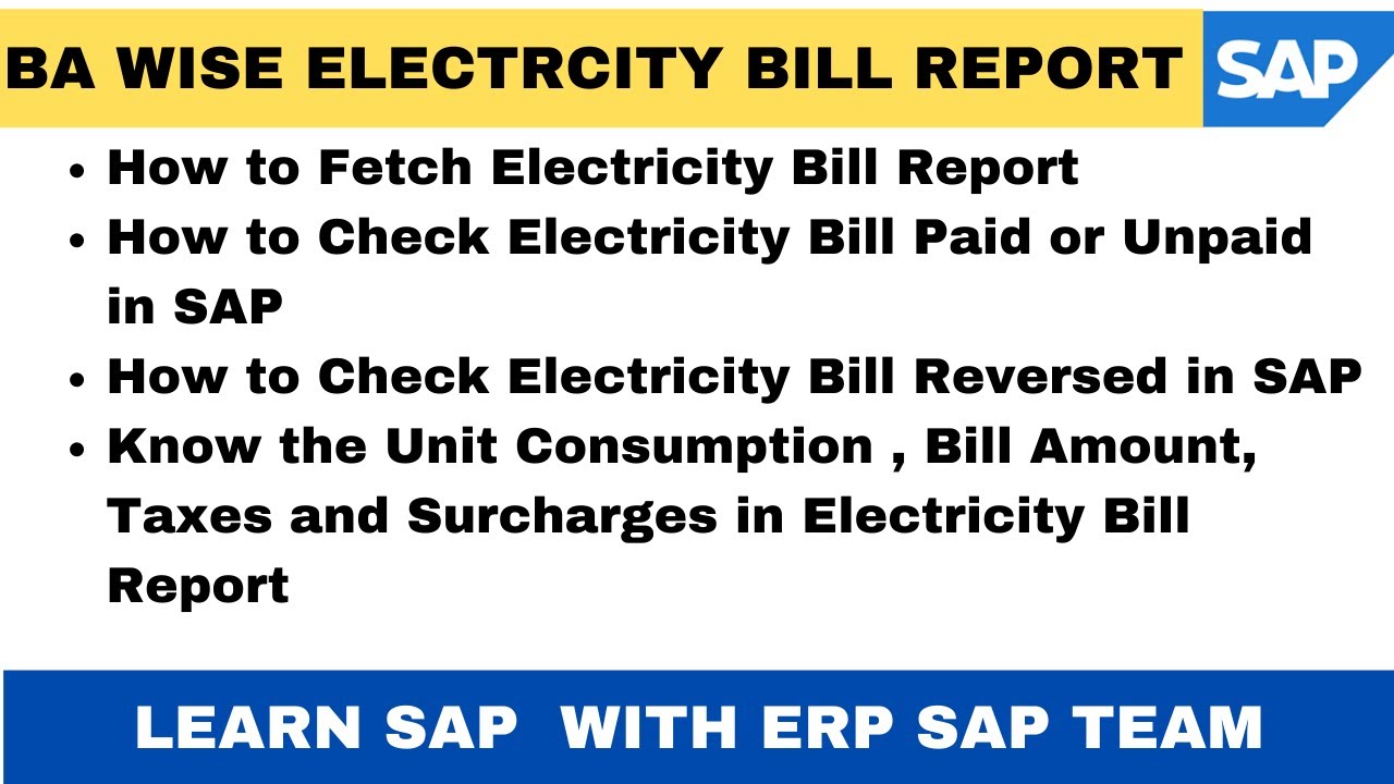 How to get Electricity Bill Report in SAP FICO II How to know the status of Electricity Bill in SAP