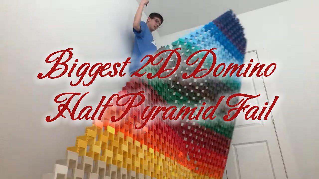 World's Biggest 2D Domino Half Pyramid Fail (2000+ Dominoes)