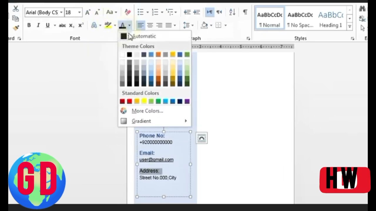 CV  basic advance graphic card designing MS Word