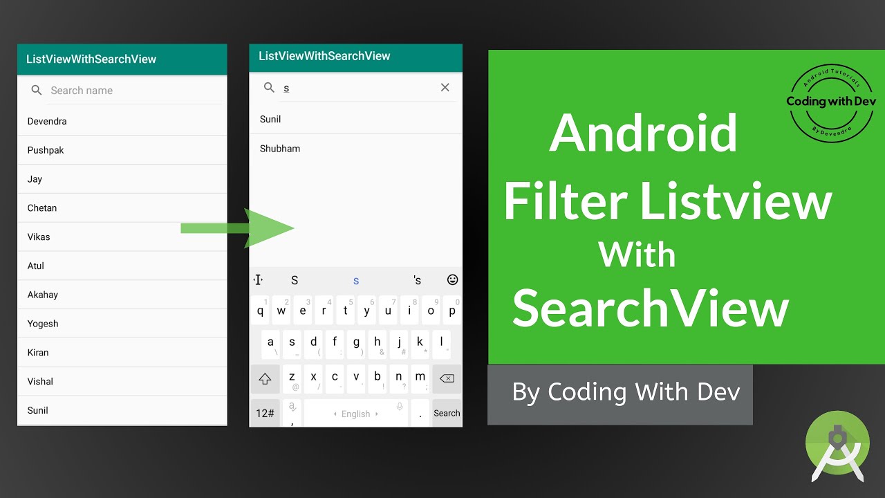 How to Filter a ListView with SearchView - Android Studio | Android filter listview with searchview