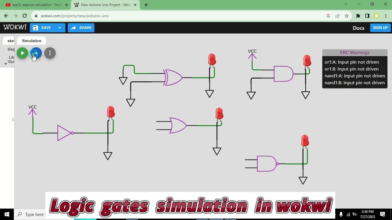 online simulation of logic gates | logic gates simulation in wokwi | how to use logic gates in wikwi